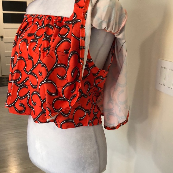 Fits 6-8-10 Orange draped crop top - Picture 2 of 7